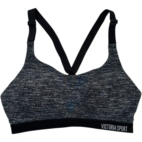 Victorias Secret Racerback Sports Bra 34C Heathered Gray Navy/Black •Adjustable - Picture 2 of 9